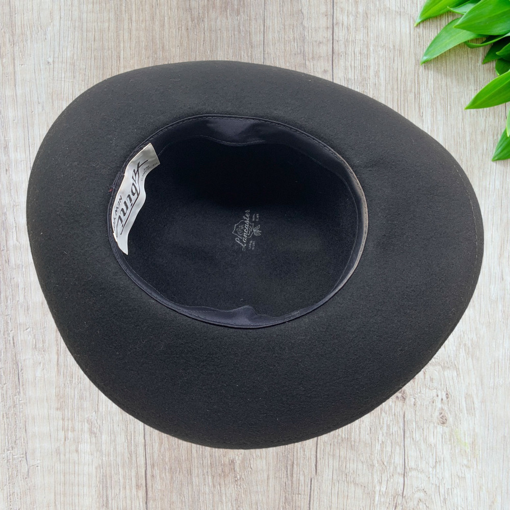Vintage Fabini New York Lancaster Hat Black 100% Wool Western High Dome - Picture 5 of 10